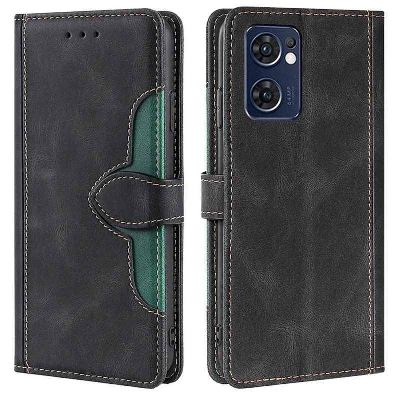 Leren Hoesje voor Oppo Find X5 Lite Imitatieleer Bicolor Stijlvol