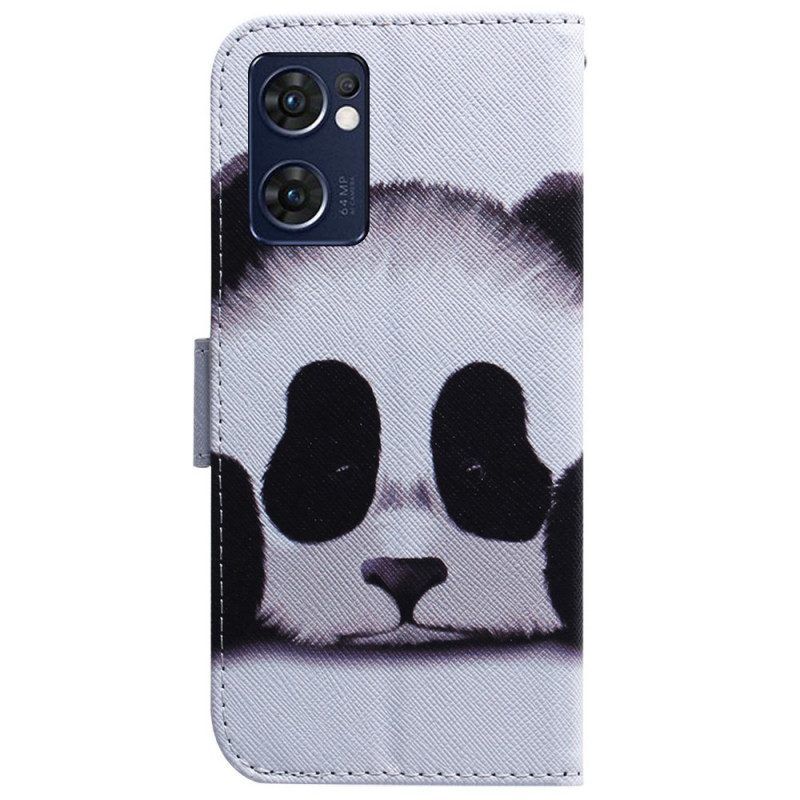Leren Hoesje voor Oppo Find X5 Lite Panda Gezicht