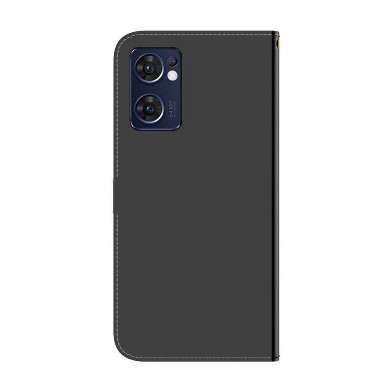 Leren Hoesje voor Oppo Find X5 Lite Spiegelhoes Van Imitatieleer
