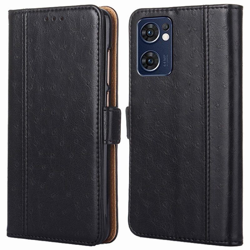 Leren Hoesje voor Oppo Find X5 Lite Struisvogel Huidtextuur