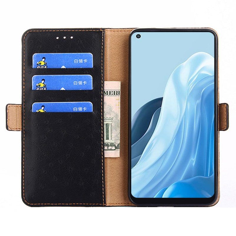 Leren Hoesje voor Oppo Find X5 Lite Struisvogel Huidtextuur