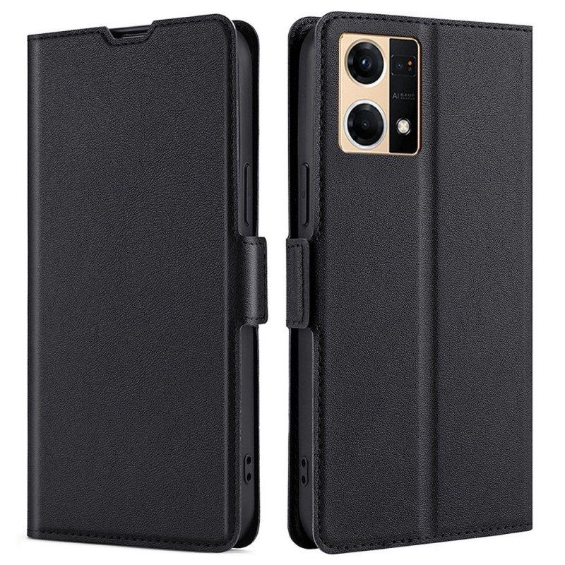 Leren Hoesje voor Oppo Reno 7 Finesse Dubbele Sluiting