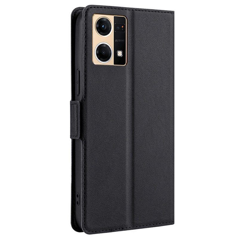 Leren Hoesje voor Oppo Reno 7 Finesse Dubbele Sluiting