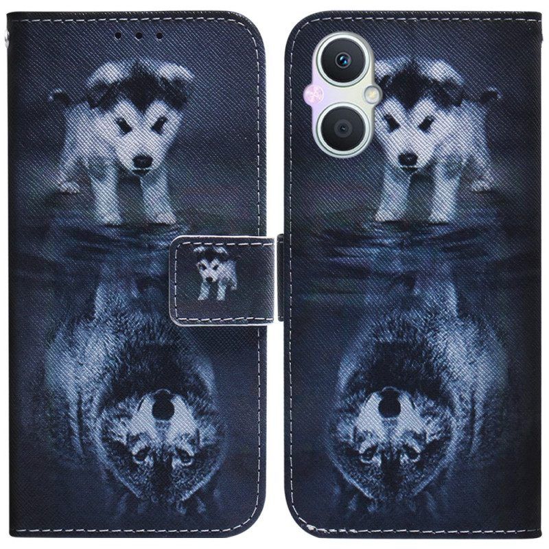 Leren Hoesje voor Oppo Reno 8 Lite Puppy-droom