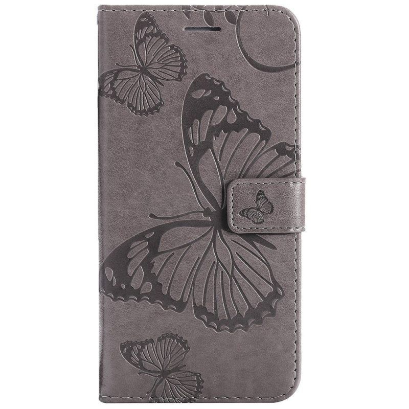 Leren Hoesje voor Realme 9i Met Ketting Gigantische Vlinder Met Bandjes
