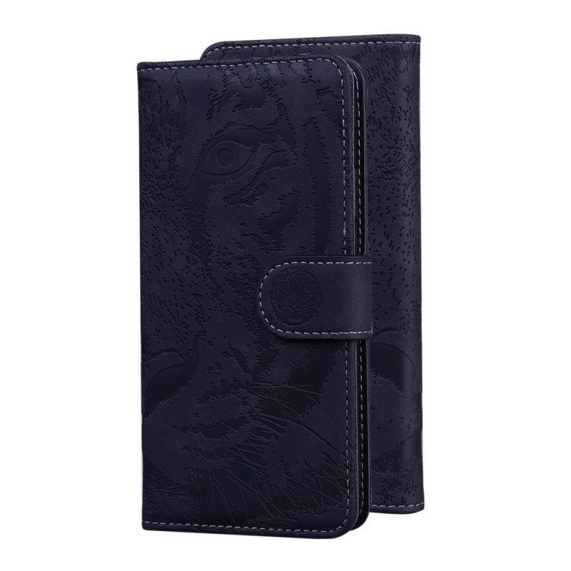 Leren Hoesje voor Realme 9i Tijger Gezicht Afdrukken
