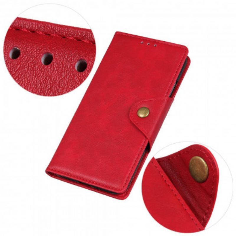 Leren Hoesje voor Realme C21 Vintage Knop Van Imitatieleer