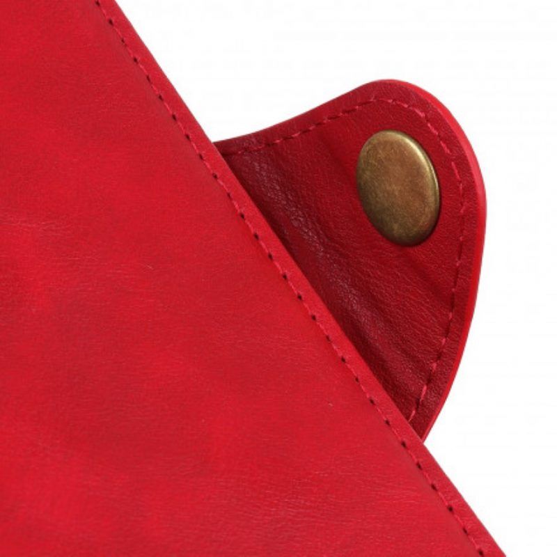 Leren Hoesje voor Realme C21 Vintage Knop Van Imitatieleer