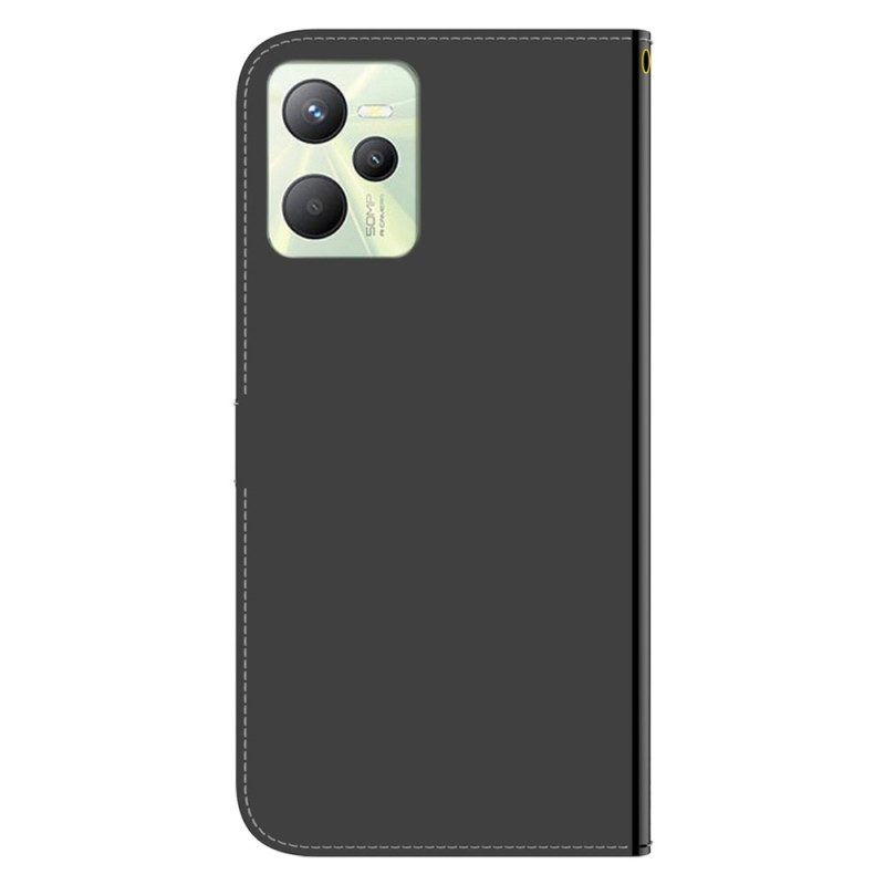 Leren Hoesje voor Realme C35 Met Ketting Spiegeleffect Met Bandjes