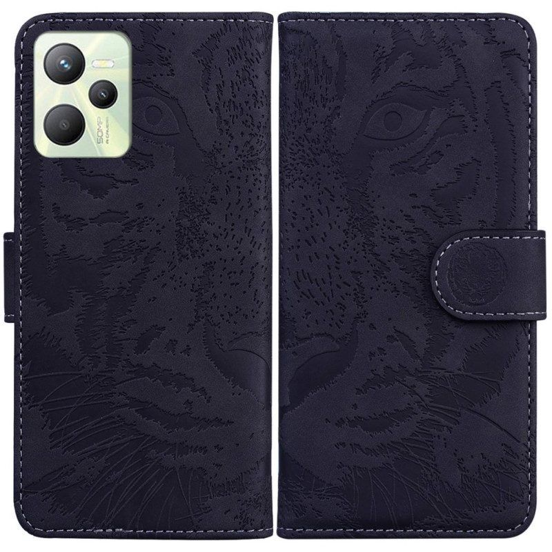 Leren Hoesje voor Realme C35 Tijger Voetafdruk