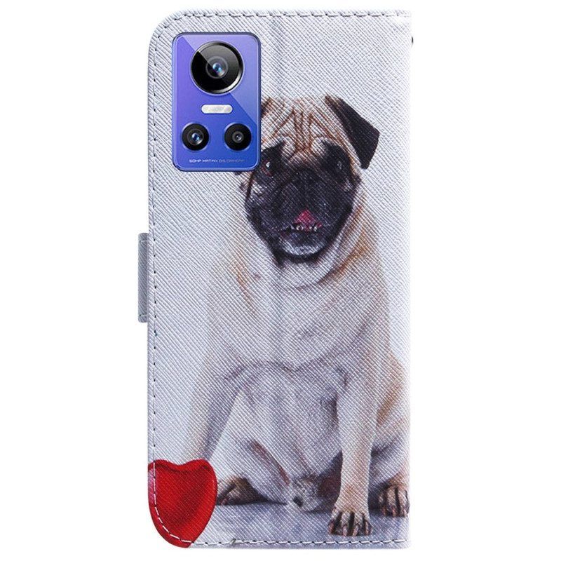 Leren Hoesje voor Realme GT Neo 3 Handschoen Pug