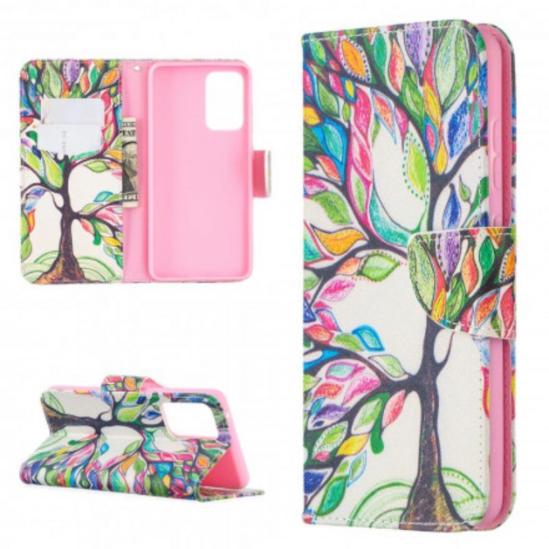Leren Hoesje voor Samsung Galaxy A52 4G / A52 5G / A52s 5G Kleurrijke Boom