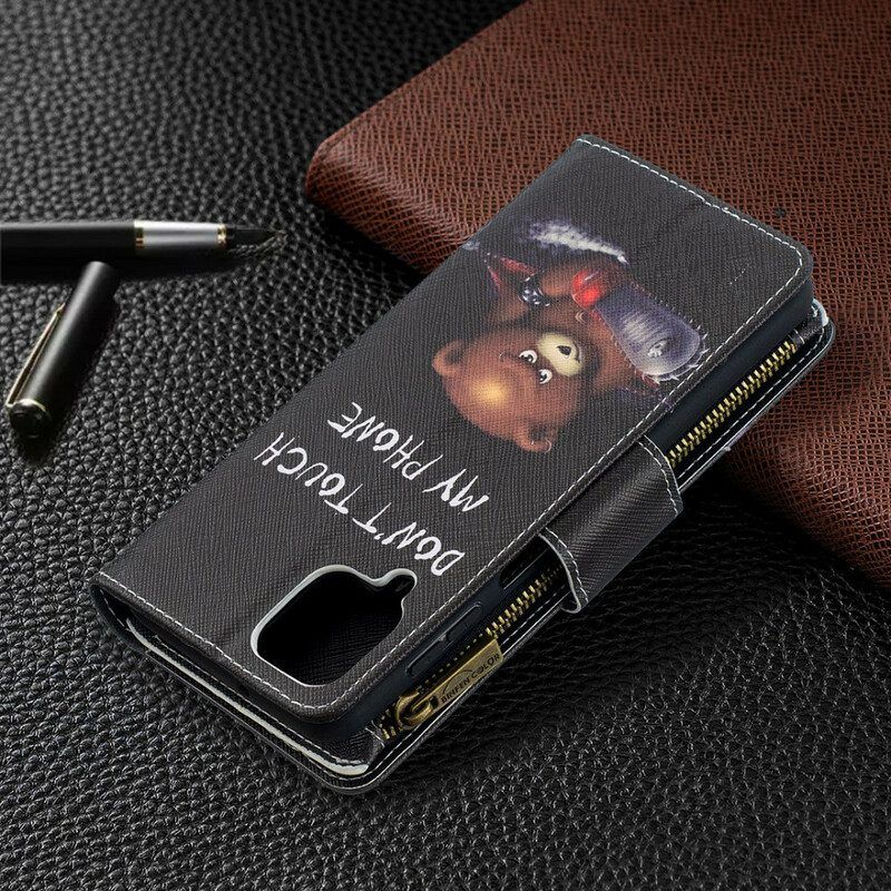 Leren Hoesje voor Samsung Galaxy M12 / A12 Beer Met Ritssluiting