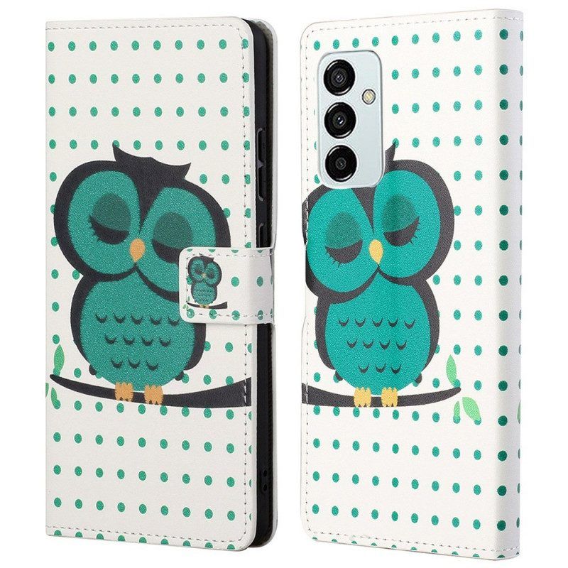 Leren Hoesje voor Samsung Galaxy M23 5G Slapende Uil