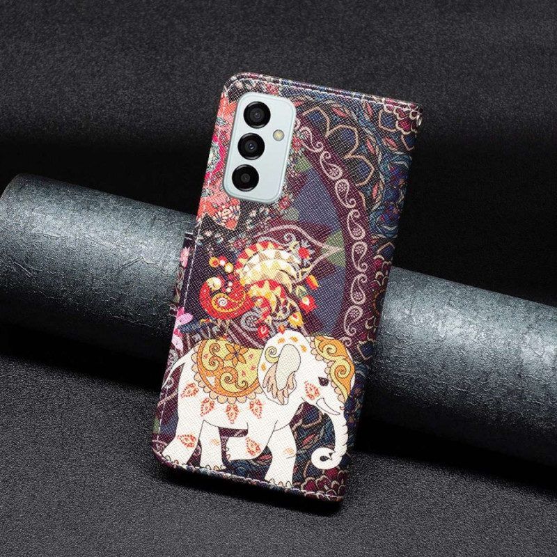 Leren Hoesje voor Samsung Galaxy M23 5G Stammen Olifant