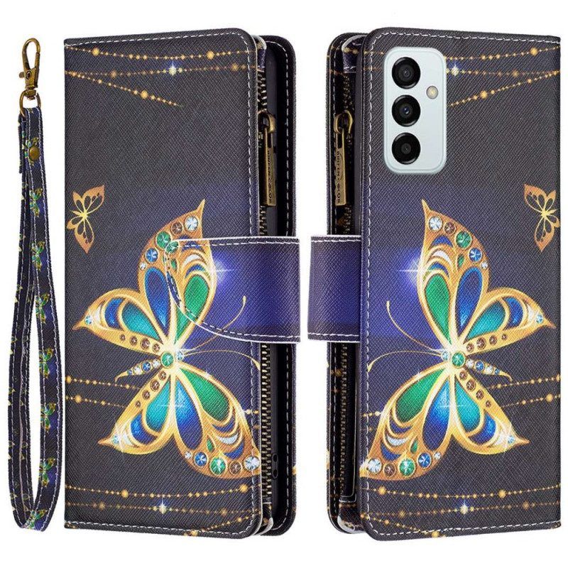 Leren Hoesje voor Samsung Galaxy M23 5G Vlinders Portemonnee En Lanyard