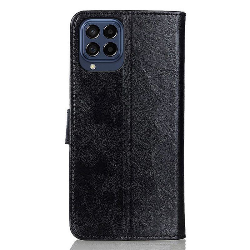 Leren Hoesje voor Samsung Galaxy M53 5G Driekleurige Zilveren Sluiting