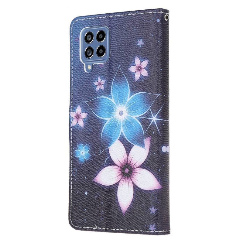 Leren Hoesje voor Samsung Galaxy M53 5G Met Ketting Maanband Bloemen