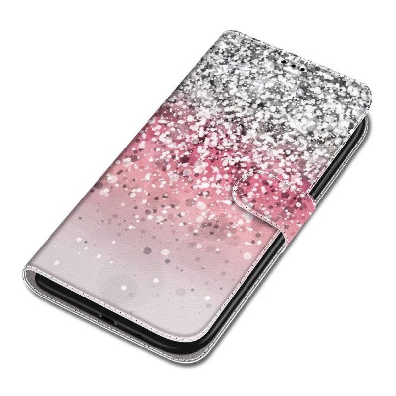 Leren Hoesje voor Samsung Galaxy S22 Ultra 5G Pailletten Met Bandje