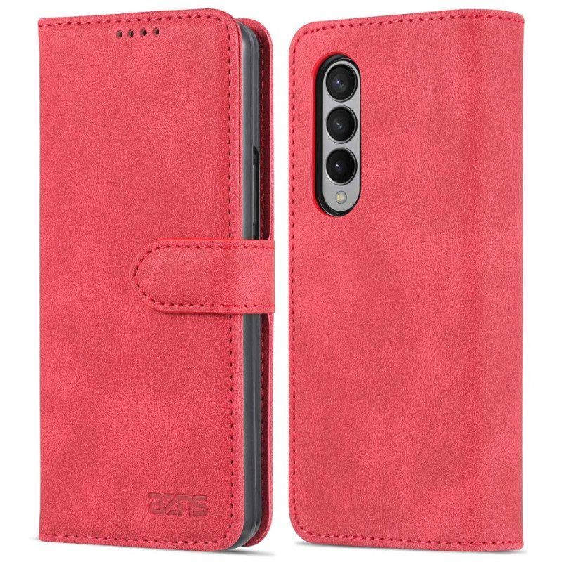 Leren Hoesje voor Samsung Galaxy Z Fold 4 Portemonnee Leren Azns Stikselportemonnee