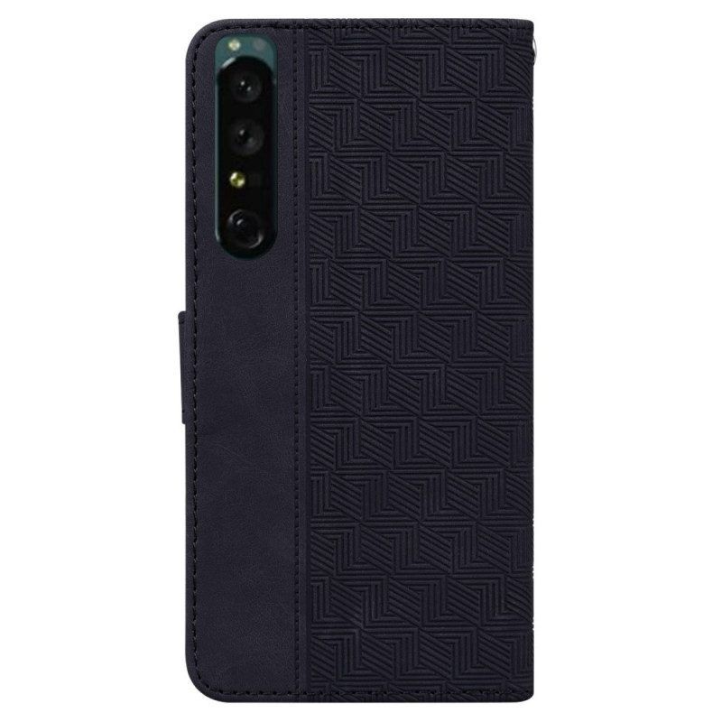 Leren Hoesje voor Sony Xperia 1 IV Met Ketting Patroon Met Bandjes
