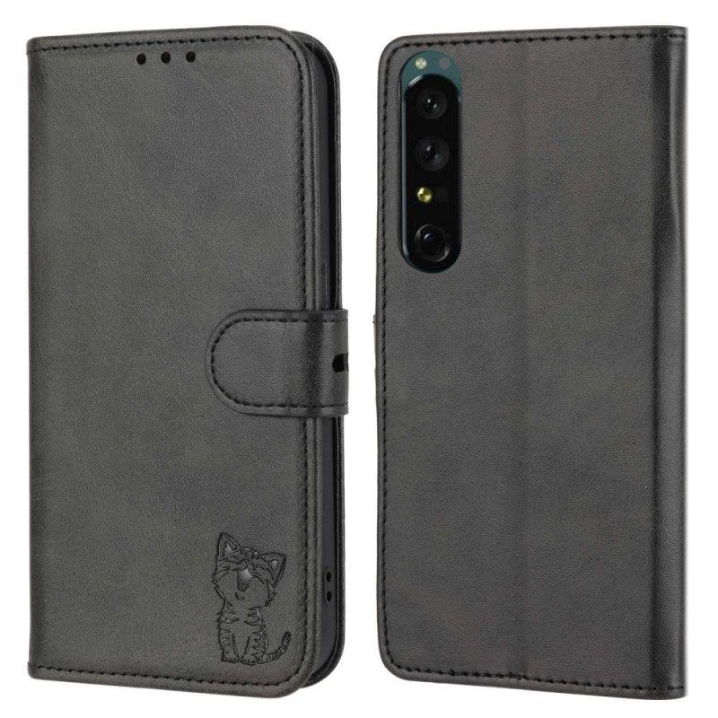 Leren Hoesje voor Sony Xperia 1 IV Te Schattige Kat