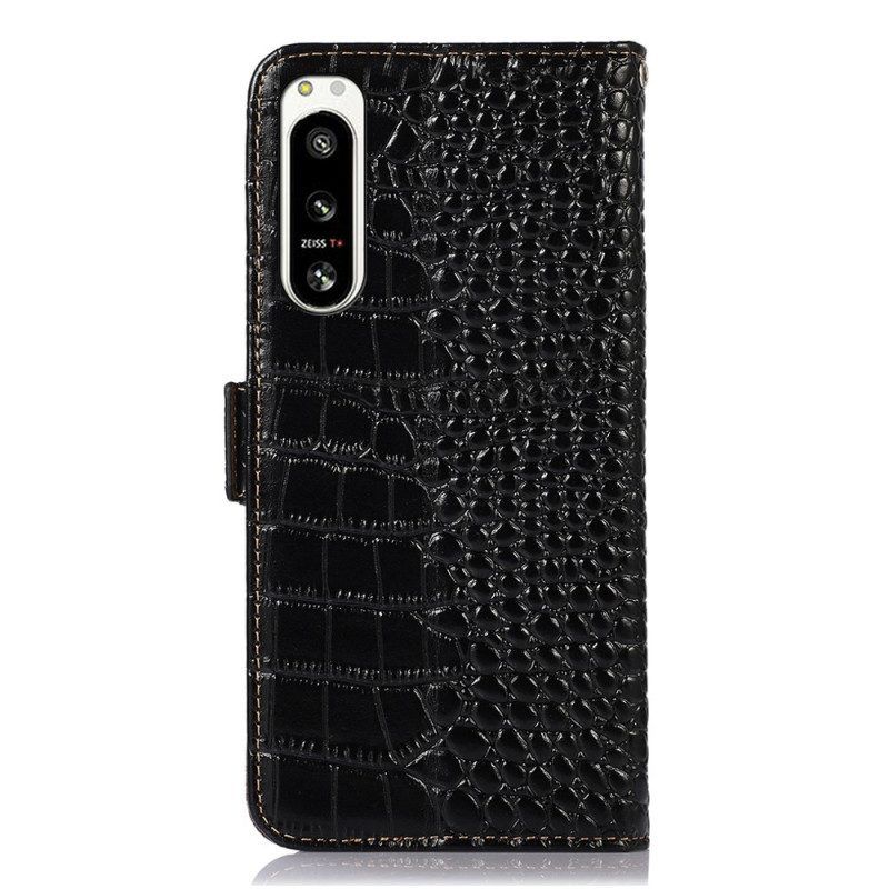 Leren Hoesje voor Sony Xperia 5 IV Rfid In Krokodilstijl