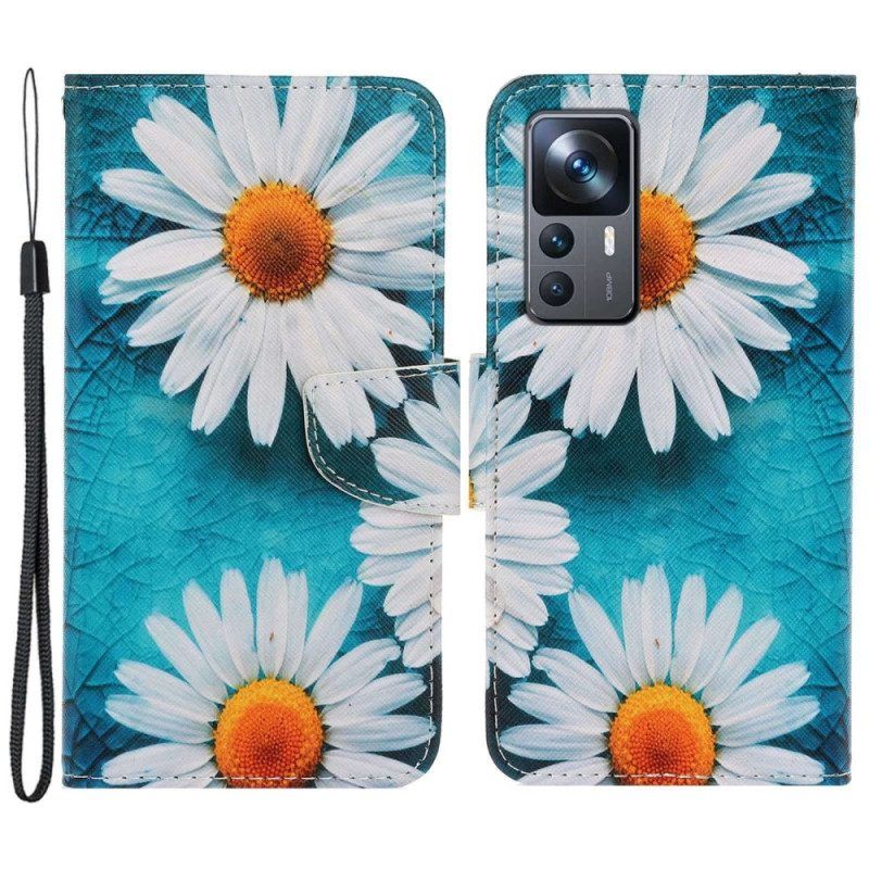 Leren Hoesje voor Xiaomi 12T / 12T Pro Met Ketting Strakke Daisy