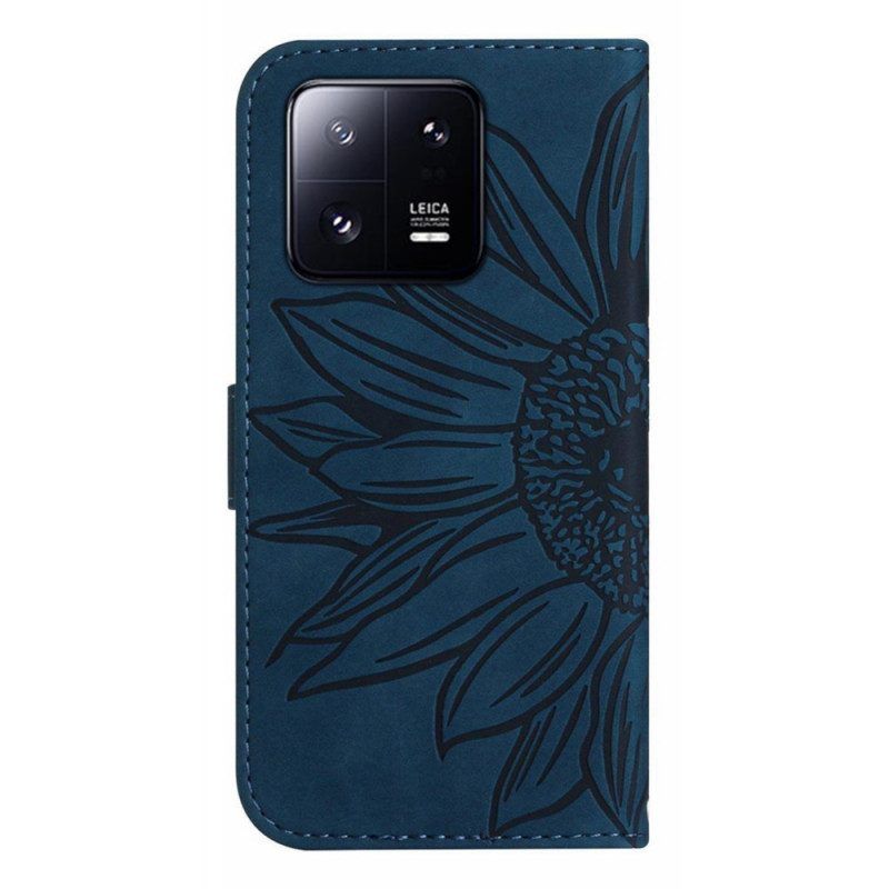 Leren Hoesje voor Xiaomi 13 Bloem Met Koord