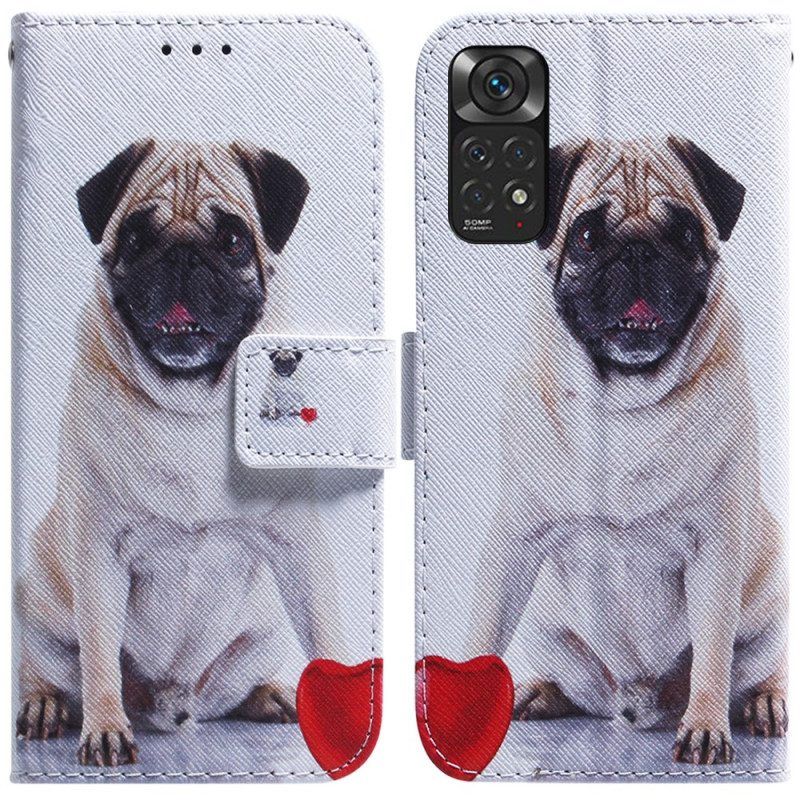 Leren Hoesje voor Xiaomi Redmi Note 11 / 11S Mops Hond
