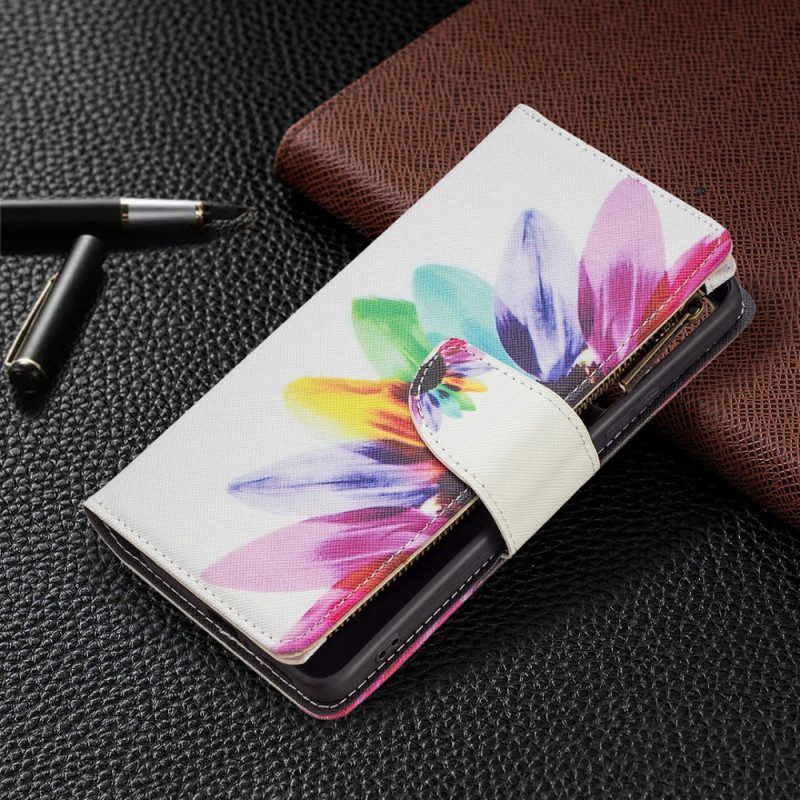 Leren Hoesje voor Xiaomi Redmi Note 11 Pro Plus 5G Bloemzak Met Ritssluiting