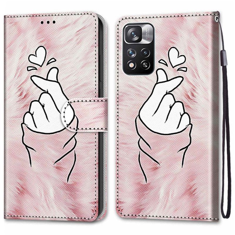 Leren Hoesje voor Xiaomi Redmi Note 11 Pro Plus 5G Vinger Hart