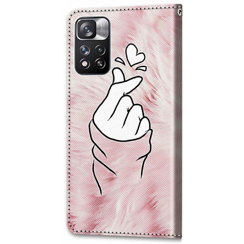 Leren Hoesje voor Xiaomi Redmi Note 11 Pro Plus 5G Vinger Hart