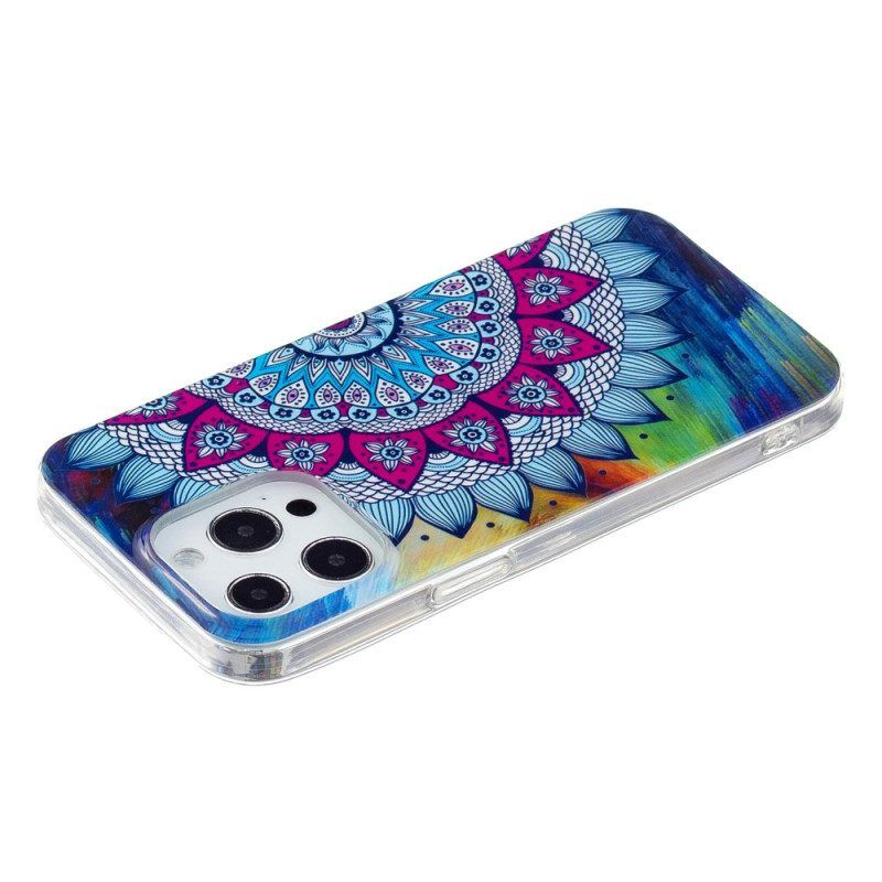 Telefoonhoesje voor iPhone 15 Pro Max Fluorescerende Mandala