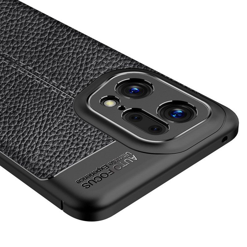 Telefoonhoesje voor Oppo Find X5 Pro Dubbellijnig Litchi-leereffect