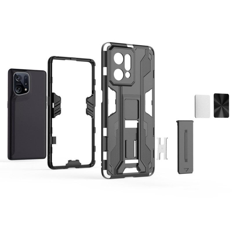 Telefoonhoesje voor Oppo Find X5 Verticale En Horizontale Verwijderbare Steun