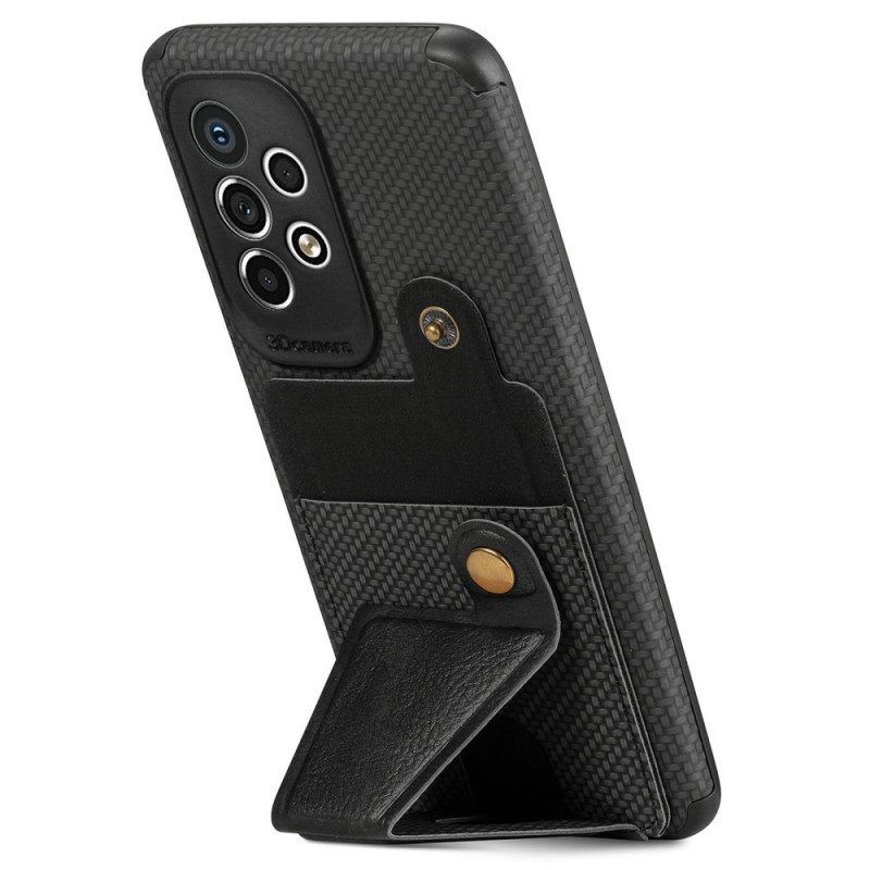 Telefoonhoesje voor Samsung Galaxy A53 5G Beugel Voor Kaarthouder Van Koolstofvezel