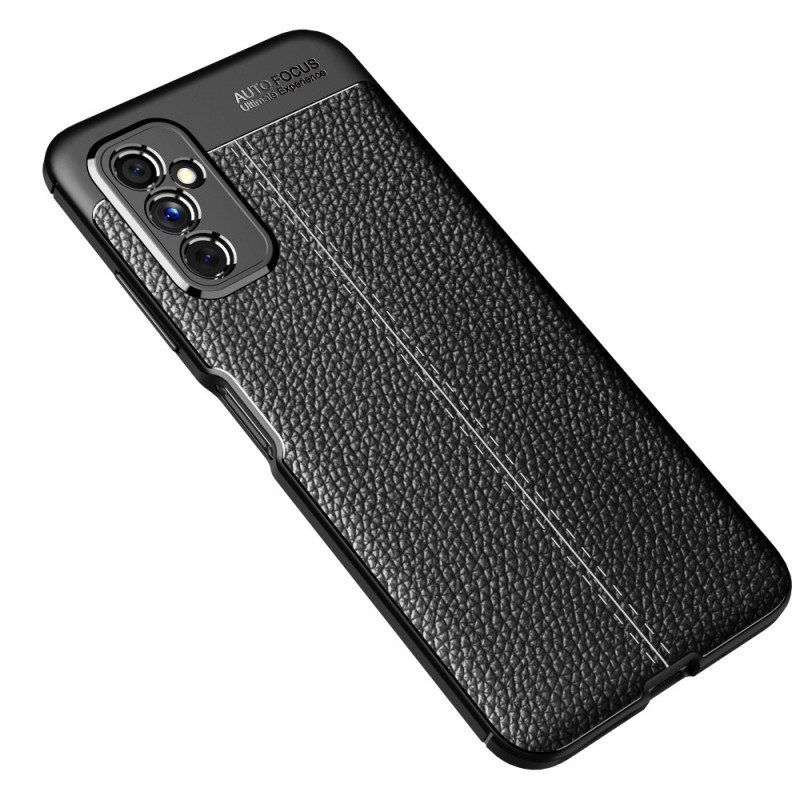 Telefoonhoesje voor Samsung Galaxy M52 5G Dubbellijnig Litchi-leereffect