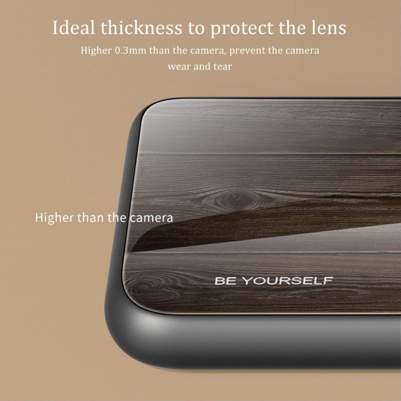 Telefoonhoesje voor Xiaomi Redmi Note 12 Pro Houtdesign Gehard Glas